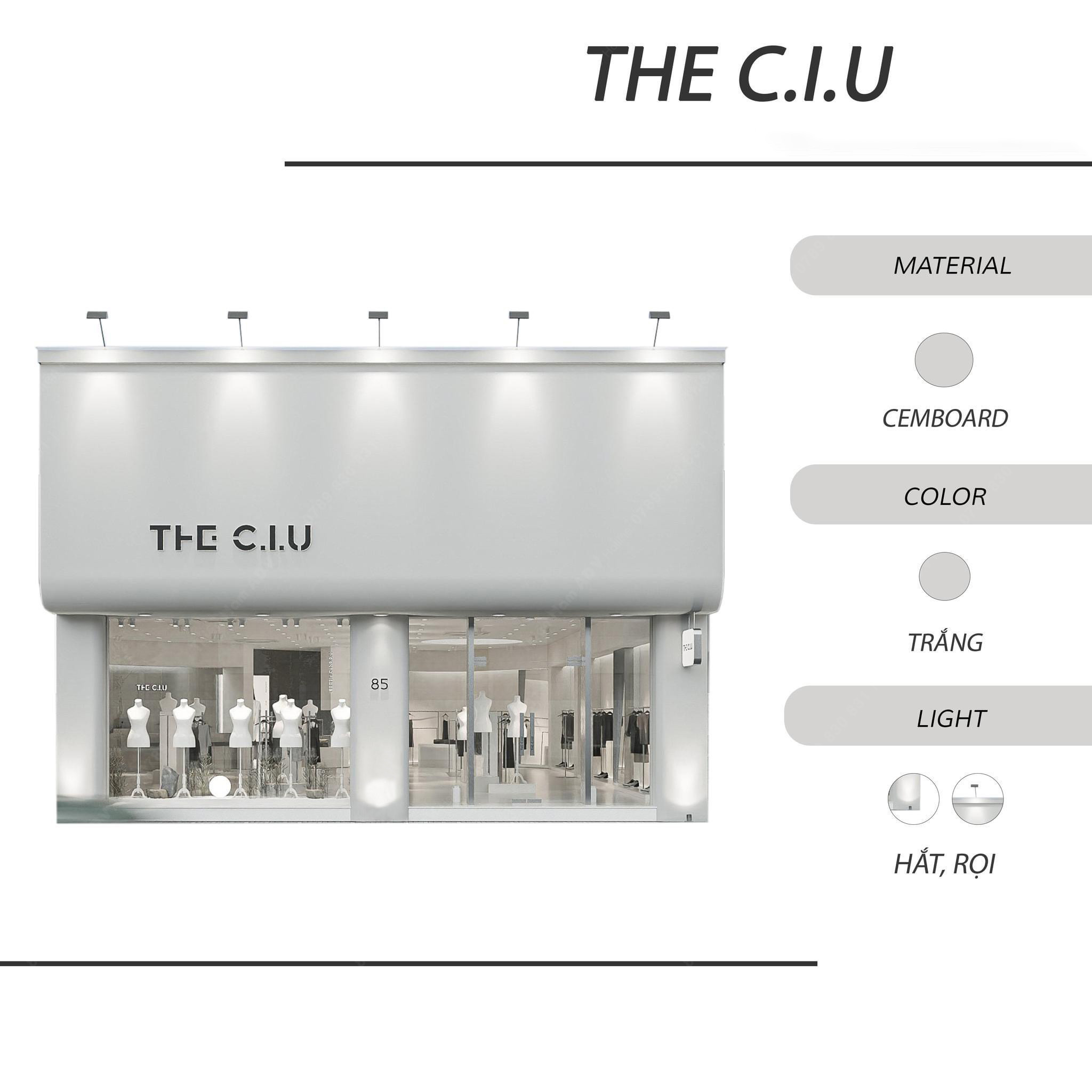Thiết kế bảng hiệu cửa hàng quần áo THE C.I.U trẻ trung, đơn giản