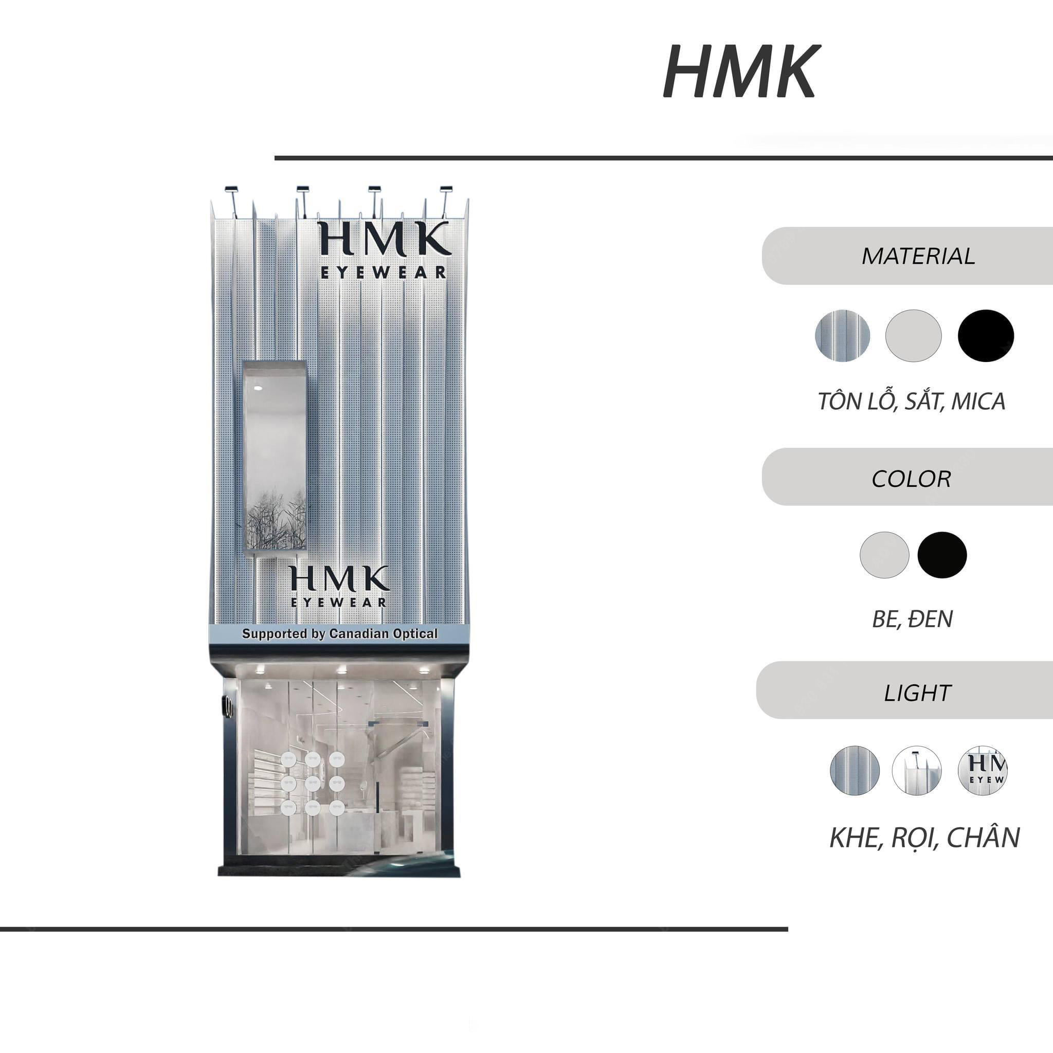 Thiết kế bảng hiệu trụ sở chính mắt kính HMK chuyên nghiệp, hiện đại